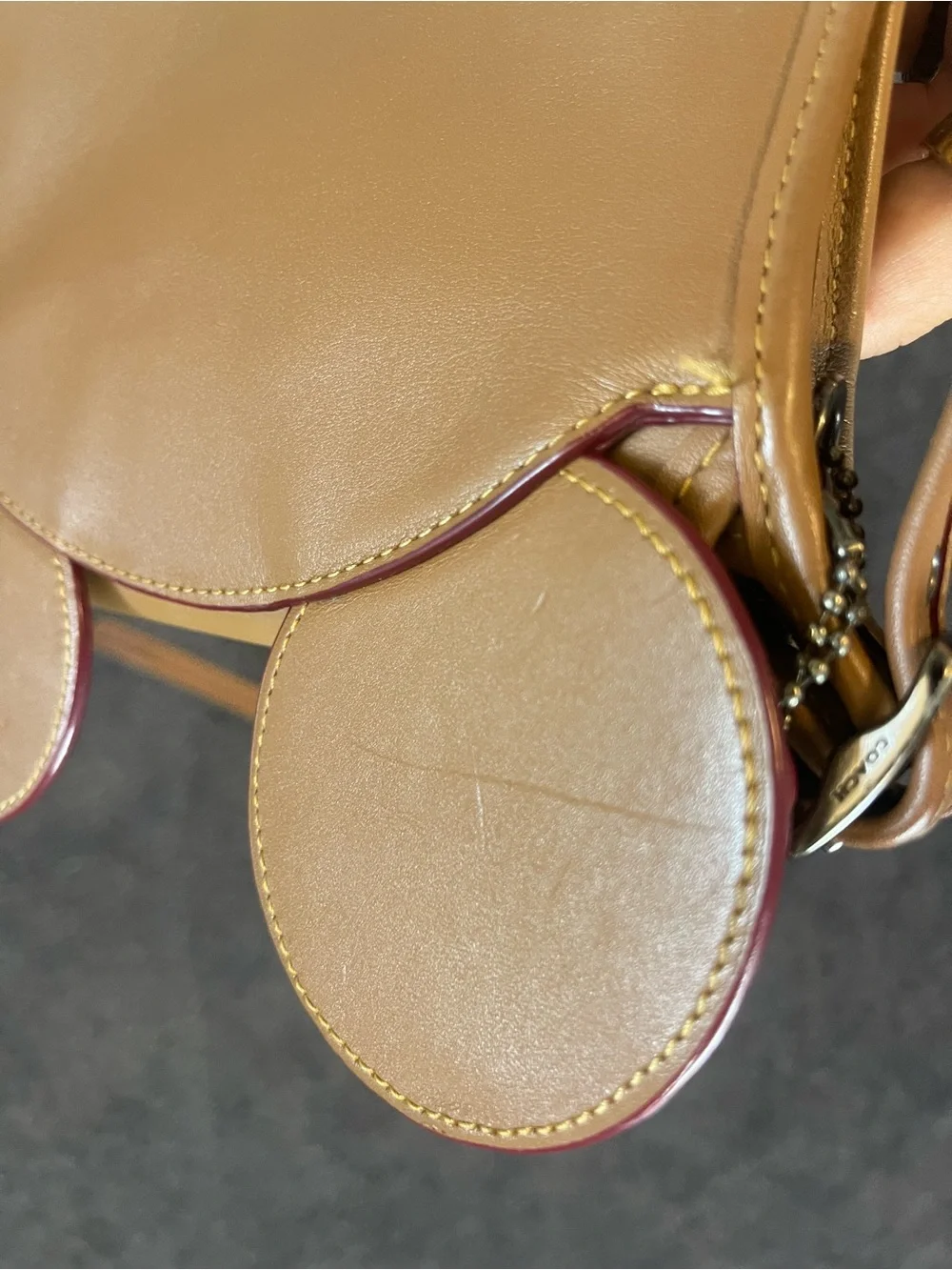 Coach Mickey Mouse Tan Leather Crossbody Bag with Adjustable Strap